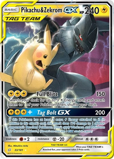 Pikachu & Zekrom GX (SM - Team Up) Light Play Holofoil