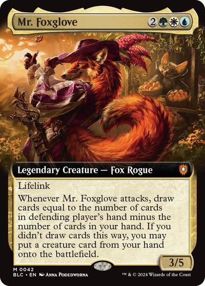 Mr. Foxglove (Extended Art) (Commander: Bloomburrow) Light Play Foil