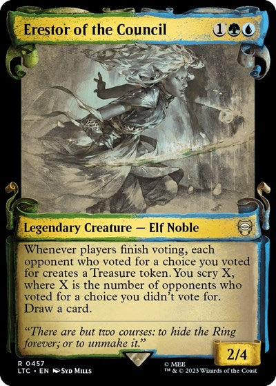 Erestor of the Council (Showcase Scrolls) (Commander: The Lord of the Rings: Tales of Middle-earth) Light Play Foil