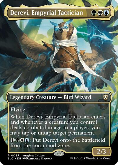 Derevi, Empyrial Tactician (Borderless) (Commander: Bloomburrow) Light Play