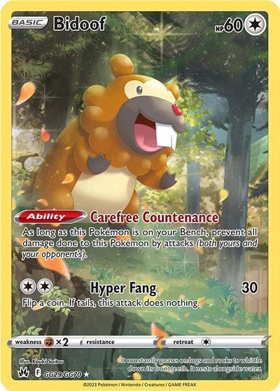Bidoof (Crown Zenith: Galarian Gallery) Light Play Holofoil