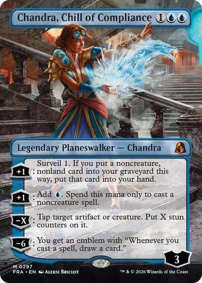 Chandra, Chill of Compliance (Borderless) (Reality Fracture) Light Play Foil