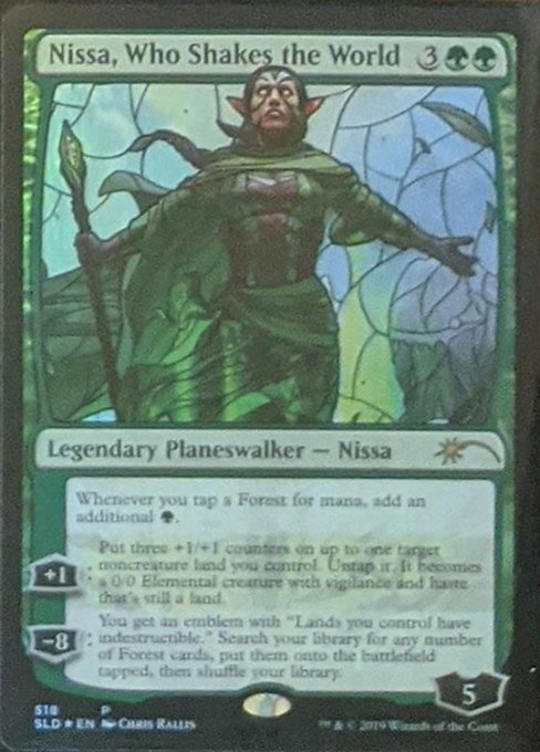 Nissa Who Shakes the World Stained Glass (Secret Lair) Light Play Foil