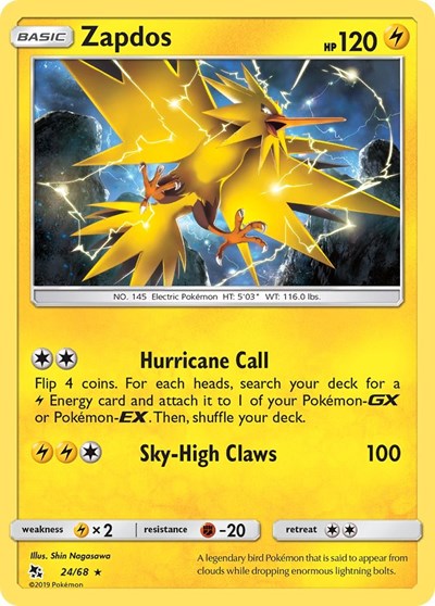 Zapdos (Hidden Fates) Medium Play Holofoil
