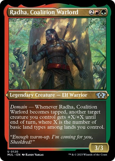 Radha, Coalition Warlord (Foil Etched) (March of the Machine: Multiverse Legends) Light Play Foil