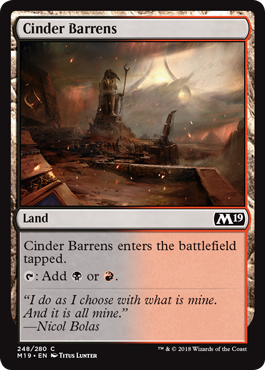 Cinder Barrens (Magic 2019 Core Set) Light Play