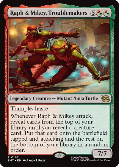 Raph & Mikey, Troublemakers (Teenage Mutant Ninja Turtles) Light Play Foil