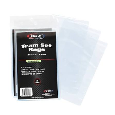 BCW Resealable Team Set Bags (100-Pack) - Team Bags (TB)