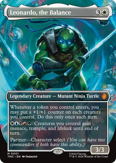 Leonardo, the Balance (Borderless) (Commander: Teenage Mutant Ninja Turtles) Light Play Foil
