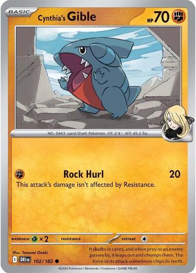 Cynthia's Gible (SV10: Destined Rivals) Light Play
