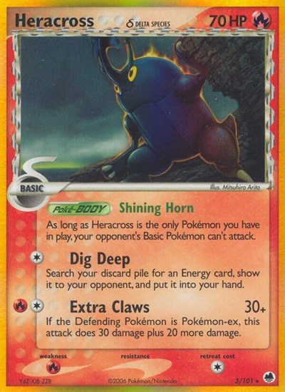 Heracross (Delta Species) (Dragon Frontiers) Heavy Play Reverse Holofoil