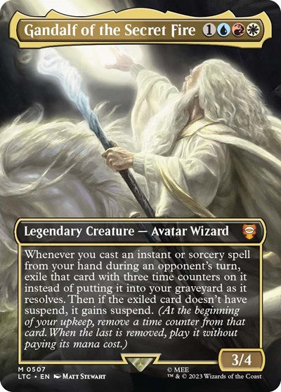 Gandalf of the Secret Fire (Borderless) (Commander: The Lord of the Rings: Tales of Middle-earth) Light Play Foil