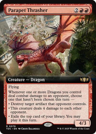 Parapet Thrasher (Extended Art) (Commander: Tarkir: Dragonstorm) Light Play
