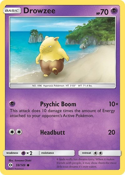 Drowzee (SM Base Set) Heavy Play Reverse Holofoil