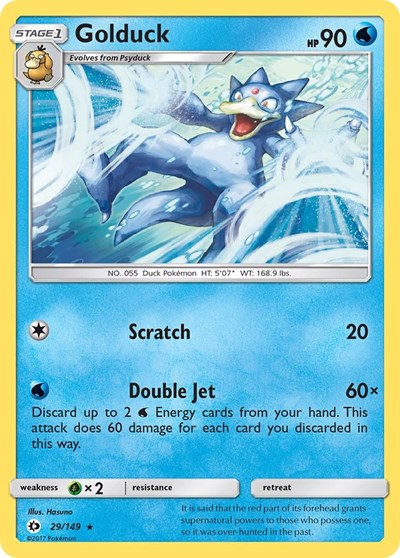 Golduck (SM Base Set) Heavy Play Reverse Holofoil