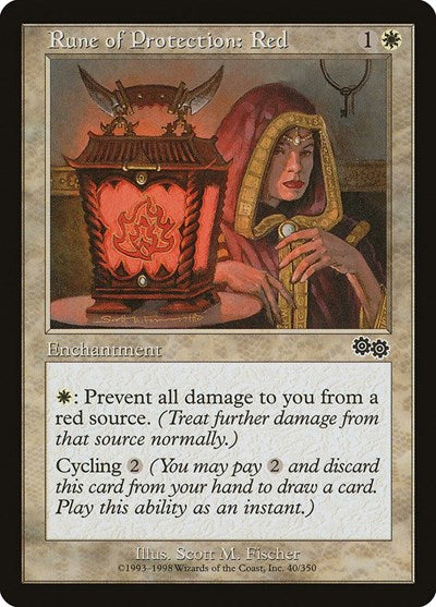 Rune of Protection: Red (Urza's Saga) Medium Play