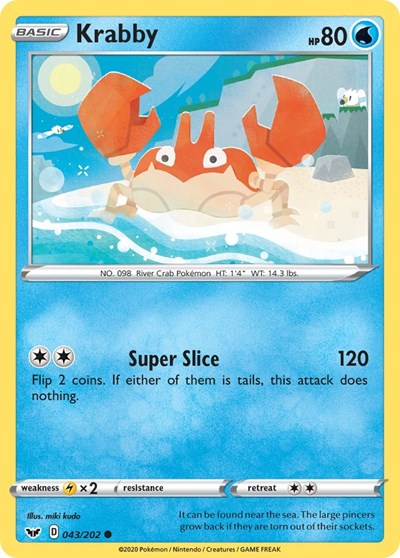 Krabby (043) (SWSH01: Sword & Shield Base Set) Light Play