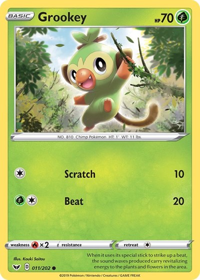 Grookey (011) (SWSH01: Sword & Shield Base Set) Medium Play