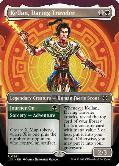 Kellan, Daring Traveler (Borderless) (The Lost Caverns of Ixalan) Light Play Foil