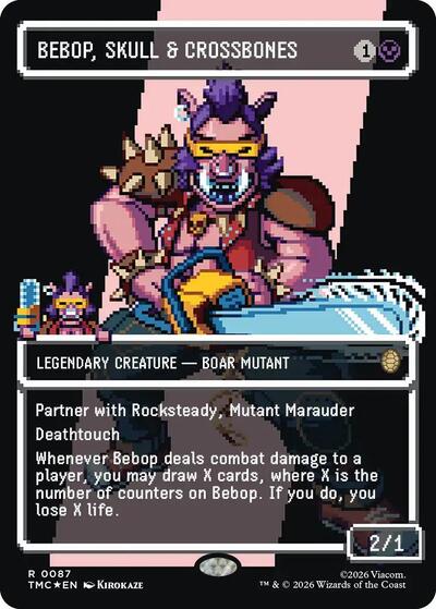 Bebop, Skull & Crossbones (Borderless) (Surge Foil) (Commander: Teenage Mutant Ninja Turtles) Light Play Foil