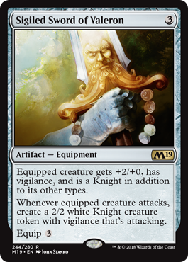 Sigiled Sword of Valeron (Magic 2019 Core Set) Light Play