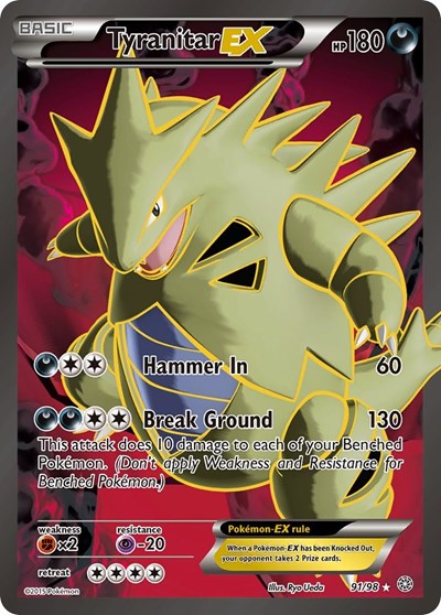 Tyranitar EX (91 Full Art) (XY - Ancient Origins) Heavy Play Holofoil