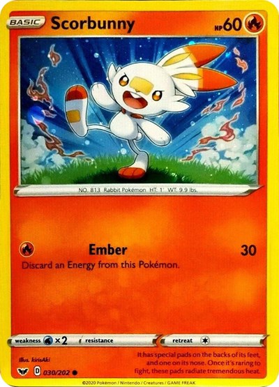 Scorbunny - 030/202 (Cosmos Holo) (Blister Exclusives) Medium Play Holofoil