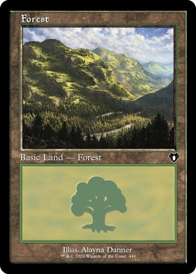 Forest (449) (Retro Frame) (Commander Masters) Light Play Foil