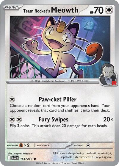 Team Rocket's Meowth (ME: Ascended Heroes) Light Play