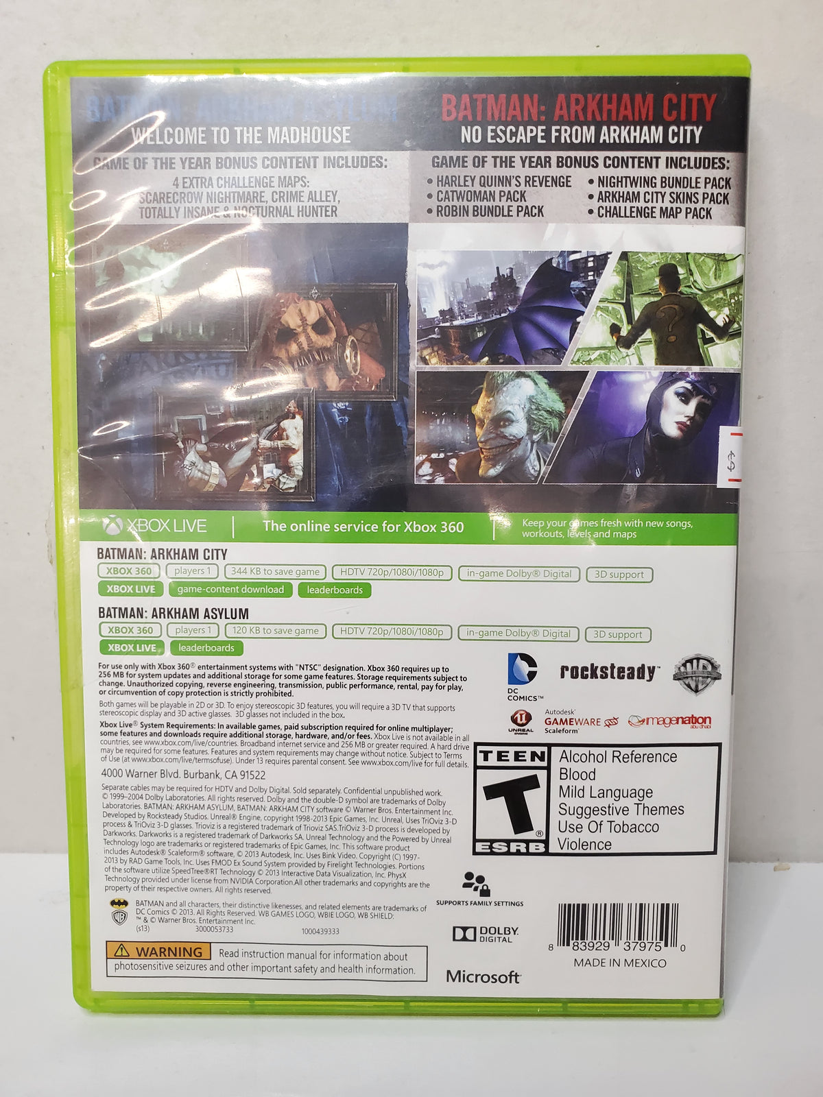 Batman Arkham Asylum And Batman Arkham City Dual Pack (Xbox 360)