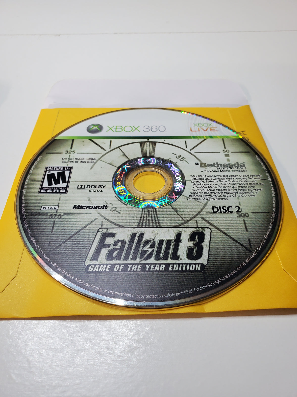 Fallout 3 *Game Of The Year Edition* (XBOX 360) (CASE MISSING MIDDLE DISC INSERT, NO MANUAL)