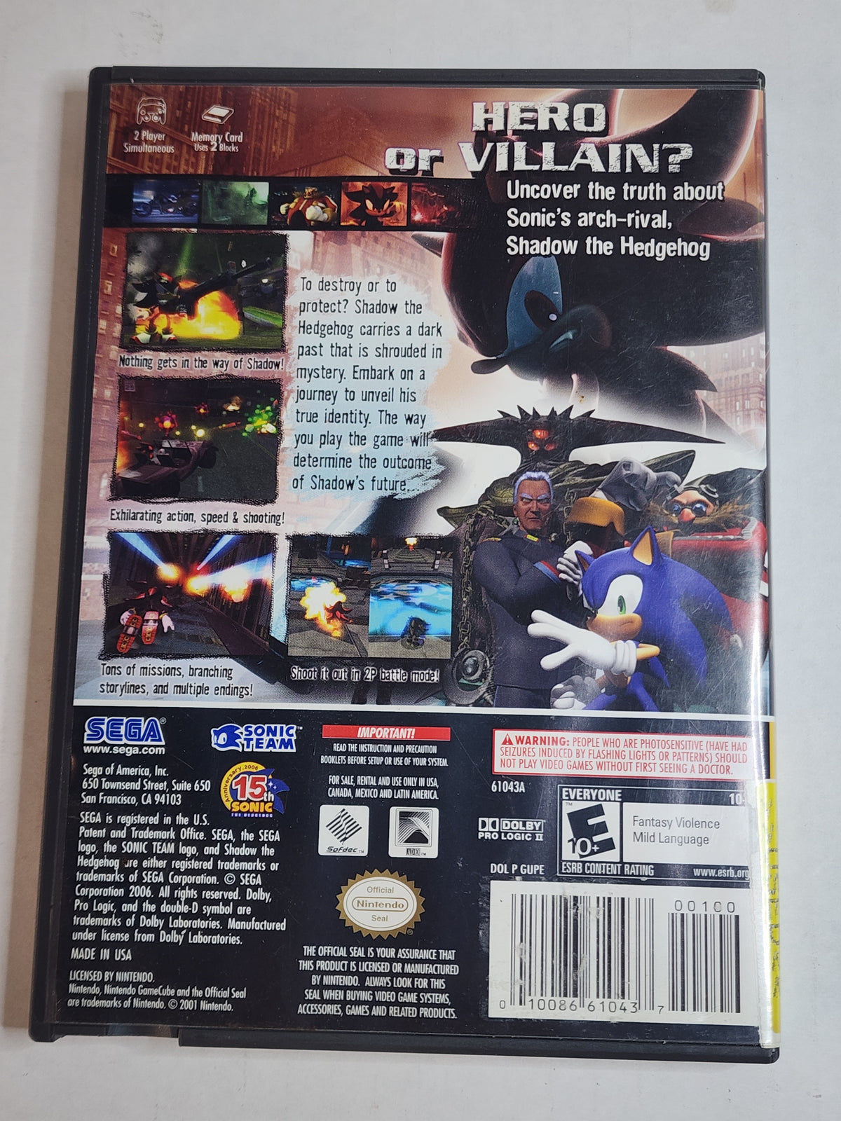 Shadow The Hedghog (Gamecube)