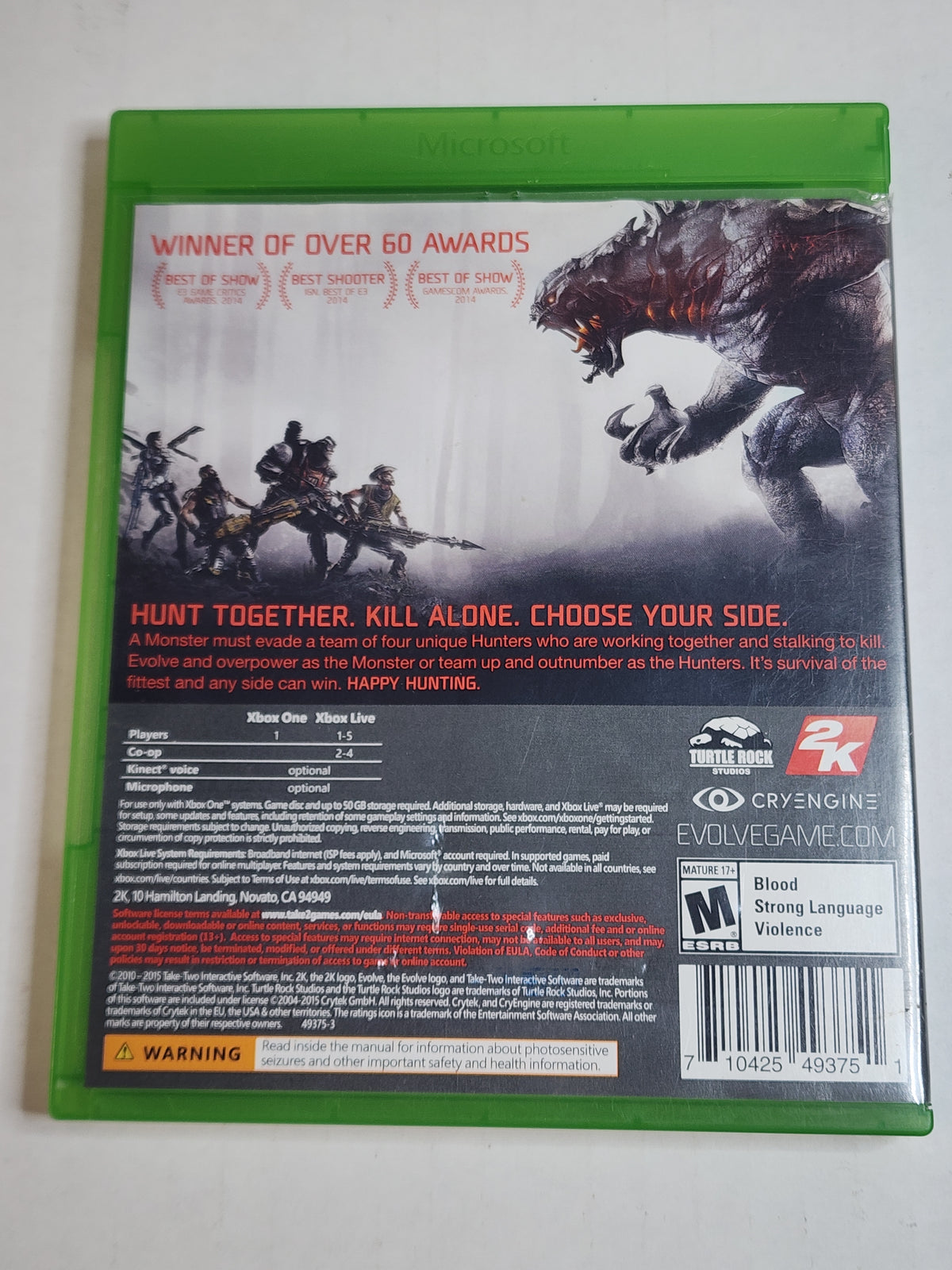 Evolve (Xbox One) CIB COMPLETE