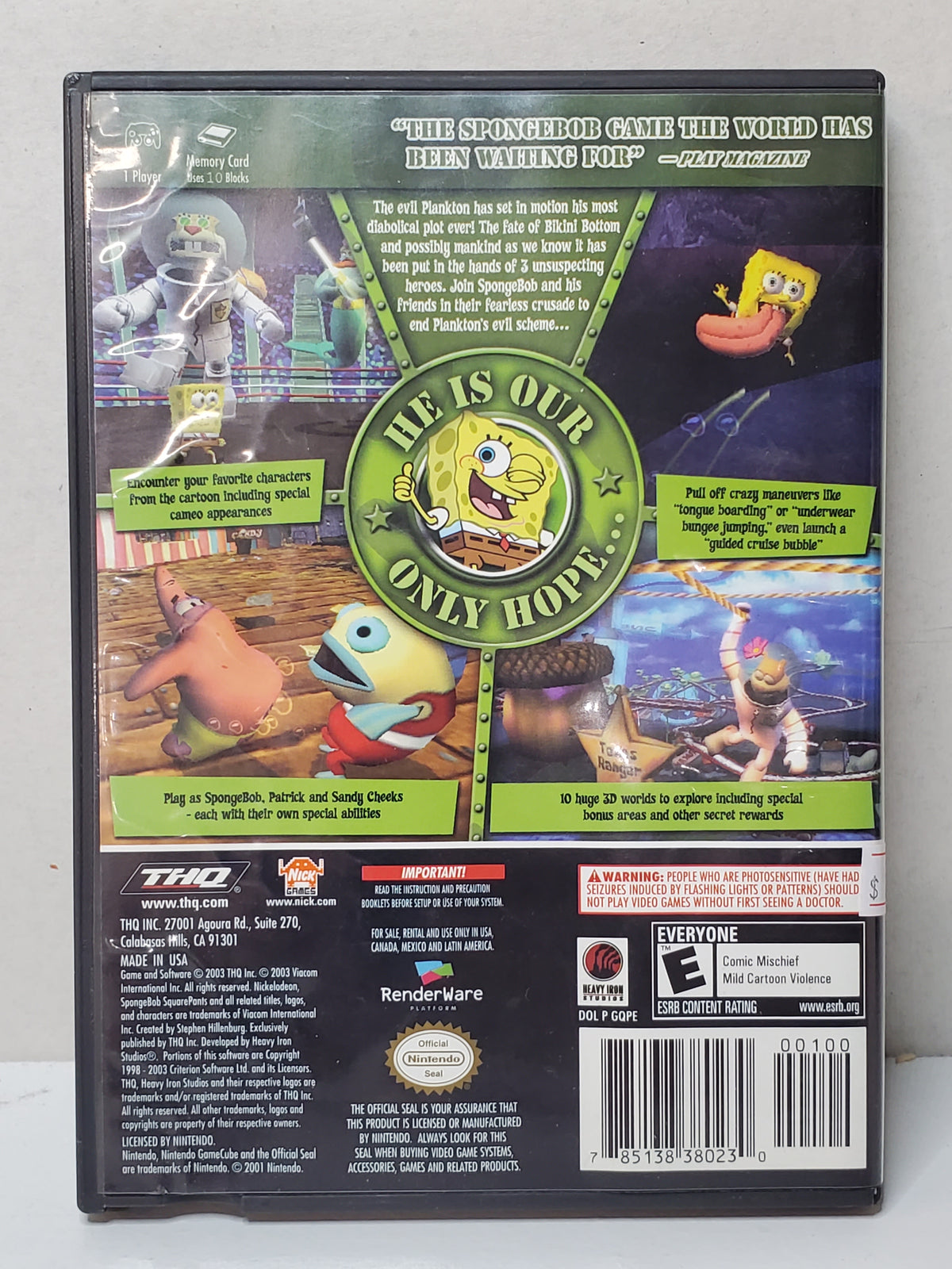 SpongeBob Squarepants: Battle for Bikini Bottom (Nintendo Gamecube, Complete)