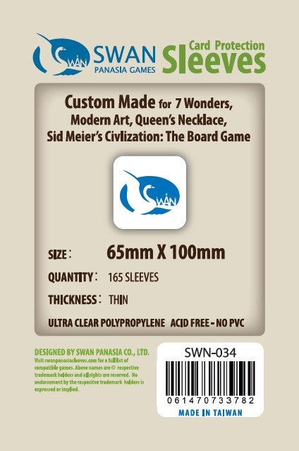 Swan Card Sleeves: 65x100 mm 7 Wonders, Copper - 165 count
