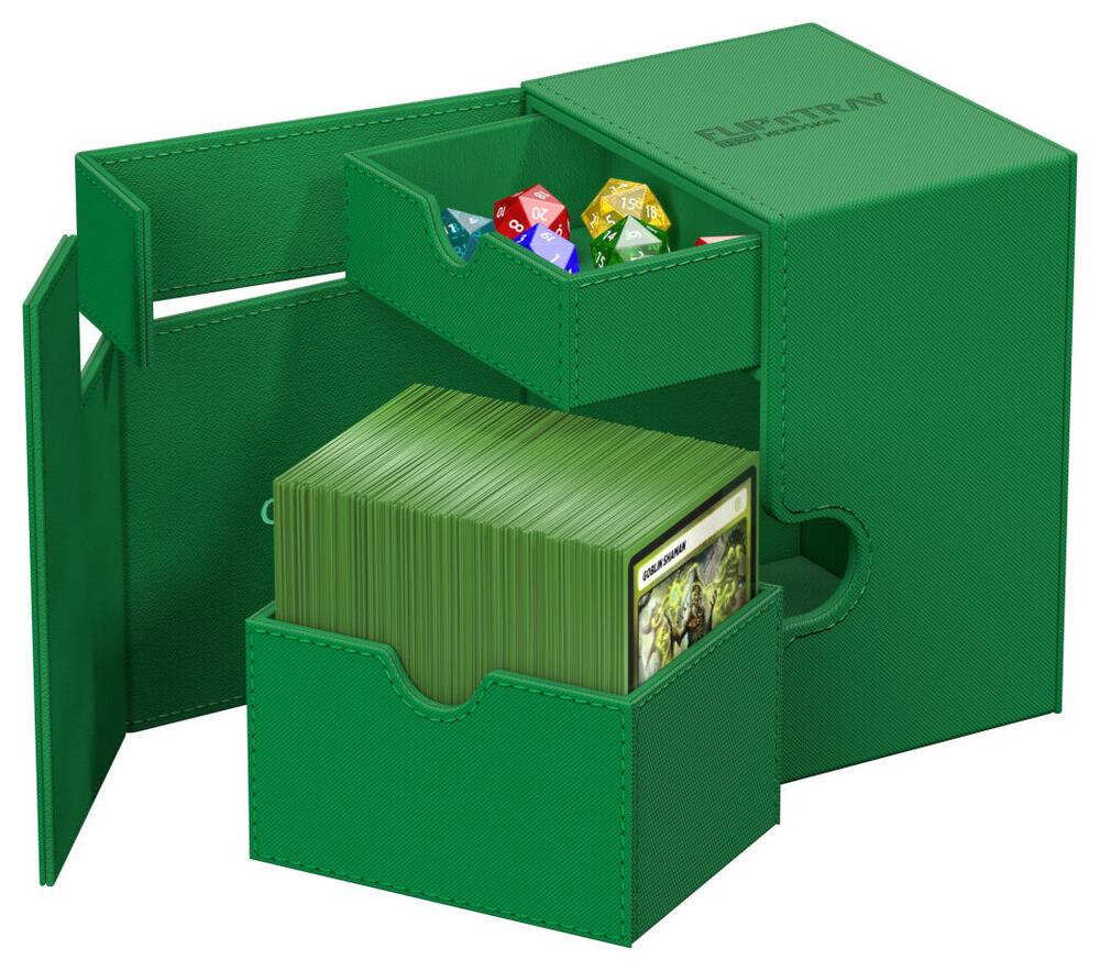 Flip 'n' Tray XenoSkin Monocolor - Green (Holds 133+) - Ultimate Guard Deck Boxes